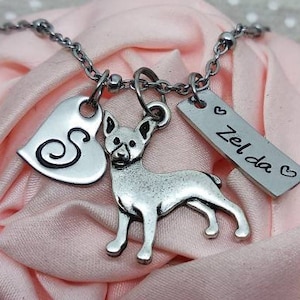 Rat Terrier Initial or name bar charm necklace, Rat Terrier initial  Charm Necklace, Rat Terrier dog breed necklace, Rat Terrier Memorial