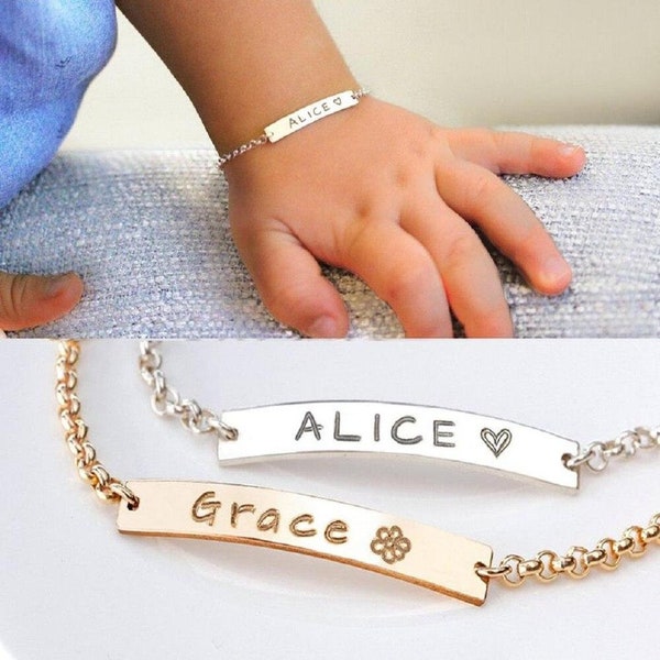 Baby Girl bracelet, Toddler Personalized Bracelet, Gold Rose Gold Silver Personalized name bracelets, name bracelets, Toddler Bracelet