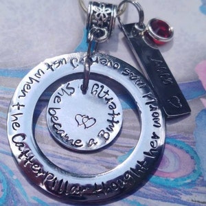 Custom necklace, Just when the Caterpillar thought Her life was over she became a Butterfly, name charm, necklace, Stainless,