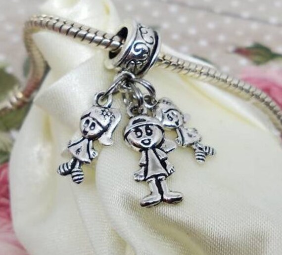 Mothers kids charms Children charms girls boy charms fits snake chain charm bracelets Grandma grandkids charms European charm beads