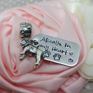 Bull Dog-Always in my Heart- You left Paw prints on my Heart - Memorial dog charm- Bull Dog Charm - European charm beads bracelets