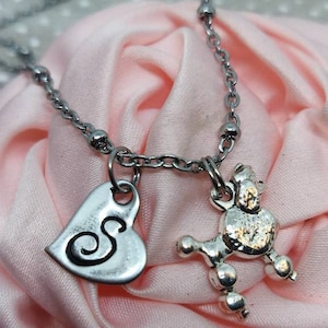Poodle Necklace, Poodle Initial charm necklace, initial Heart Charm Necklace, Poodle dog charm, Poodle jewelry, dog breed necklace, Memorial