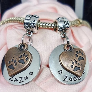 Dog MOM, dog charm, Paw Jewelry, Dog name charm, dog charm, add to your Fits all European snake chain charm bracelets