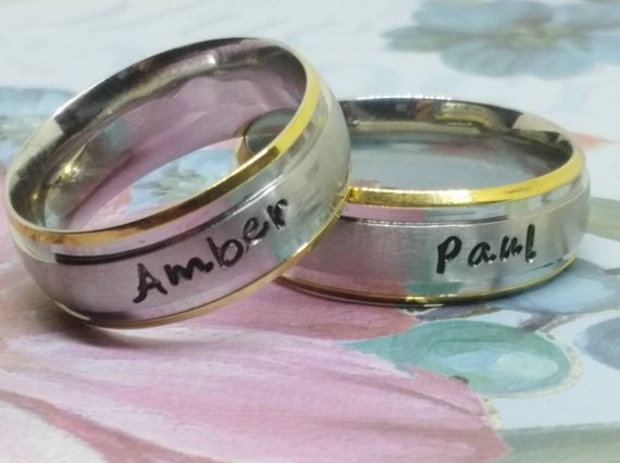 Buy Charismatic Name Engraved Couple Rings in Sterling Silver Online at  Best Prices - Giftcart.com