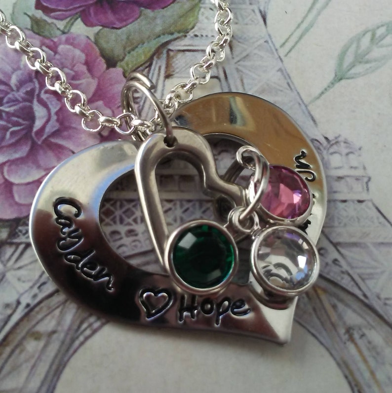 couples name Nana Hand Stamped grandma Mother necklace Mommy stainess Monogrammed OPEN HEART sterling Mimi