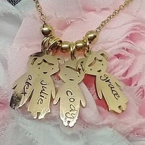 Mutter kinder GOLD Charms, Monogramm, Kinder Charms, Namens charms, Nana Oma Halskette, Kinder Charm Halskette Charms