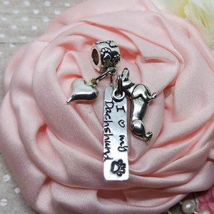 I love my Dachshund, Dog Paw Charm, Always in my heart, Shih Tzu, Bull dog charm dog charm, dog Memorial, European charm
