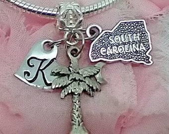 South Carolina SC State Outline on Faded Blue Cute Bracelet Pendant Charm South Carolina SC State Outline on Faded Blue Cute Bracelet Pendant Charm