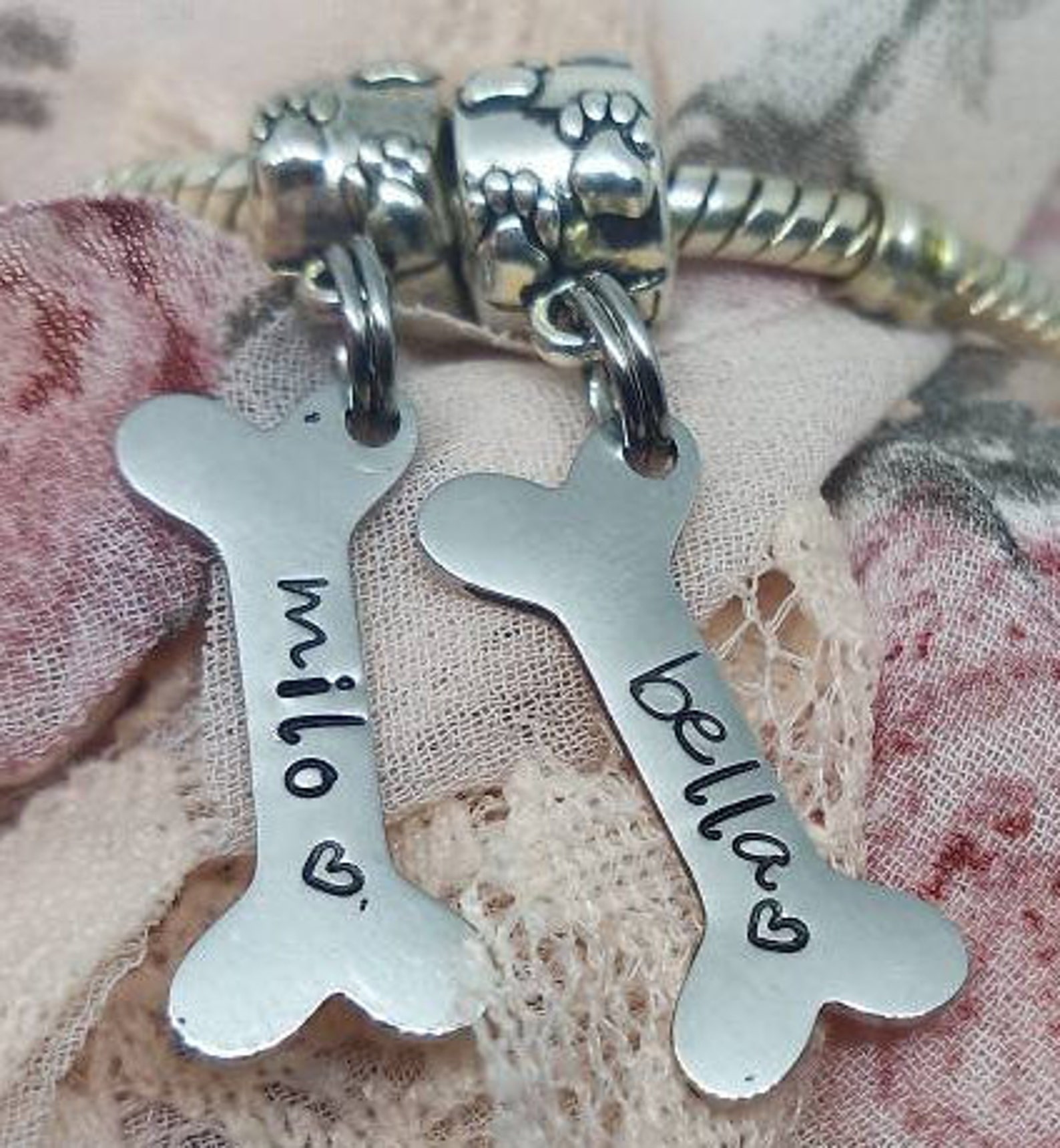 Dog MOM dog bone name charm Dog Bone dogs name fits Pandora Etsy