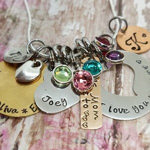 Mother&#39;s necklace, personalized necklace, engraved Charms, Mixed Metals engraved name charms, grandma necklace, name necklace, Mothers day