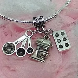 Cooking charm, Baking Charms teaspoons charm, mixer charm, Eggs Charms,  European charm, Cooking Baking  fits European bead