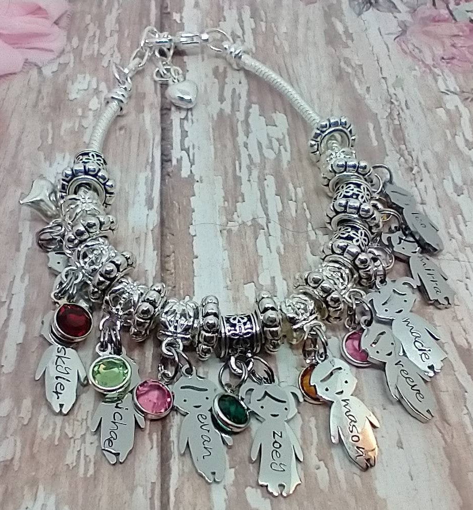 Engraved Bracelet Gemstones Charm Bracelets With Children's