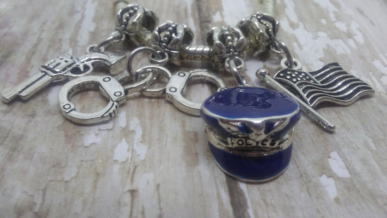 Police Charms Pandora charms Police Hat Handcuffs Gun add Etsy