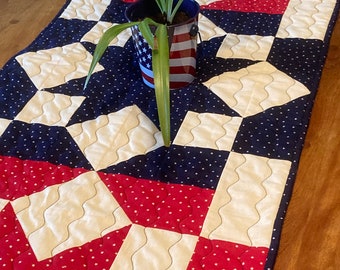 Patriotic reversible table, island, or breakfast bar runner centerpiece