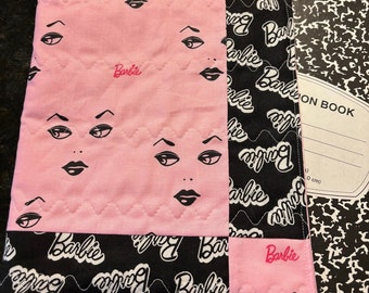 Vintage Barbie-themed pink composition notebook journal cover