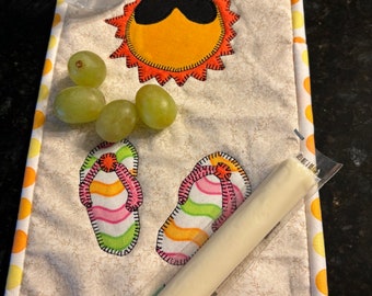 Sun, Sand, and Flip-Flops Mug Rug Snack Mat Placemat