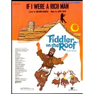 If I Were A Rich Man 1964 Klavier Noten Geiger auf dem Dach Vintage Grafik
