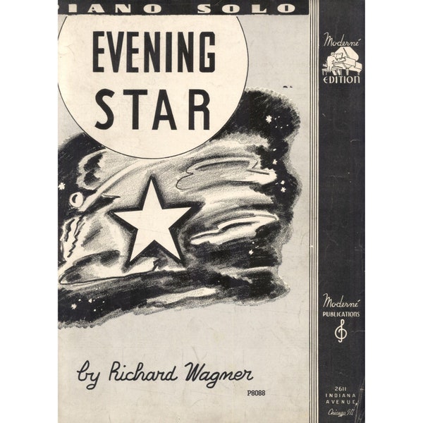 Evening Star R Wagner Vintage 1936 Sheet Music Piano Solo Vocals