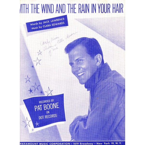 With The Wind And The Rain In Your Hair Pat Boone Vintage 1930 Sheet Music Piano Vocals