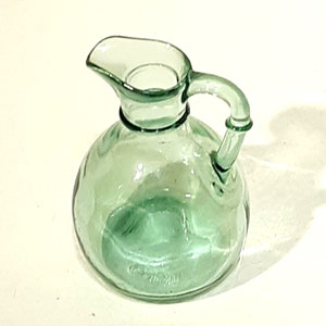 Vintage Green Blown Glass Oil or Vinegar Cruet Mexico Bottle Handle