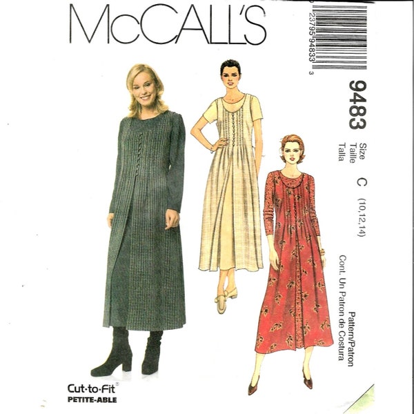 McCall 9483 Modest Dress Overdress Jumper Petite-able Women 10 12 14 Uncut