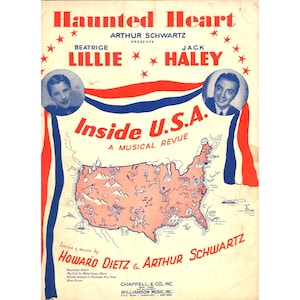 Haunted Heart Inside USA Sheet Music Vintage 1948 Piano/Vocal H Dietz A Schwartz