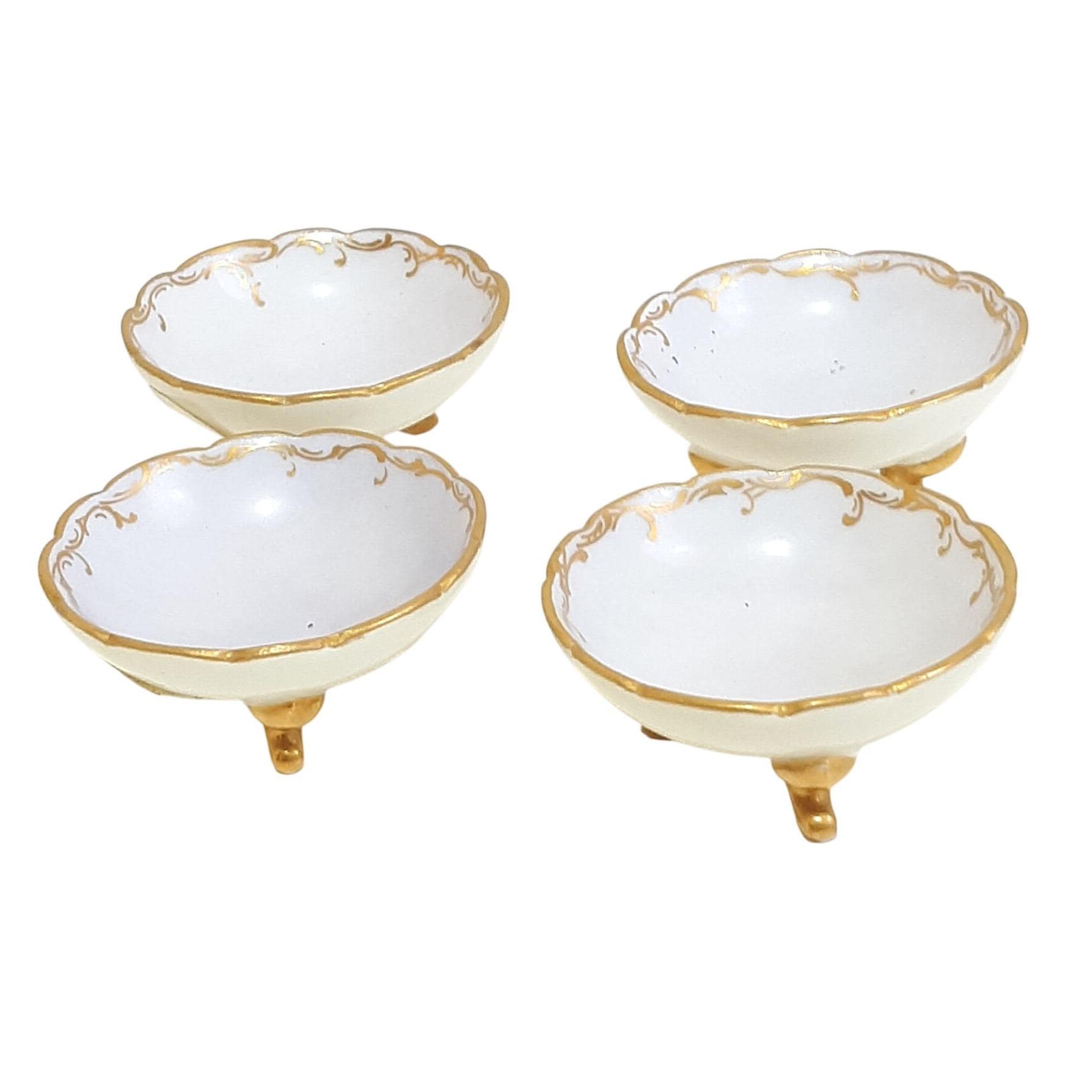 Lot De 4 Assiettes Anciennes Turin Bavière - Blanches Bordure Dorée - Déco