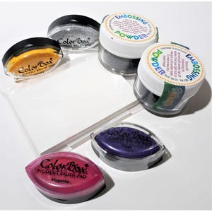 Stampede Embossing Powder Ink Group Farbe Boa Cats Eye Pads Charcoal Schwarz Magenta Violet Canary Silver Karten