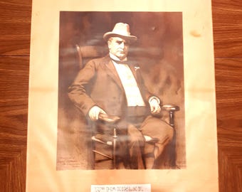 William McKinley Portraitdruck von Pach Bros. Parke Davis & Co. Detroit Vintage