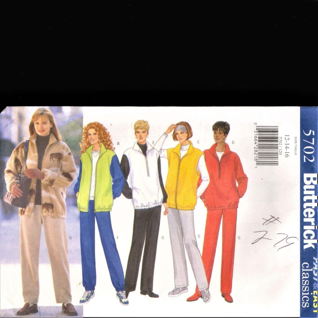 Butterick 5702 Fast & Easy Pattern Womens 12 14 16 Vest Jacket Pants ...