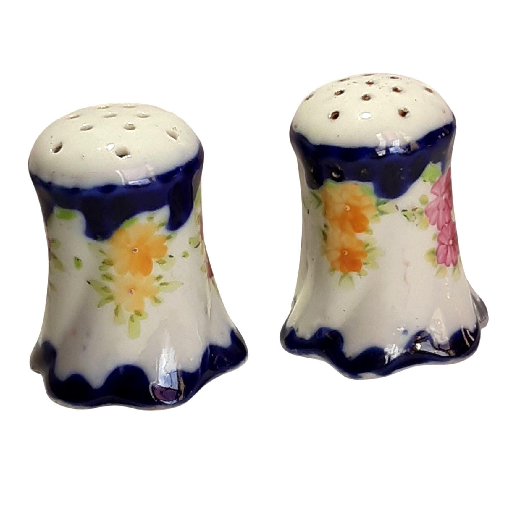 ジャネットグラス シェーカー ソルト ペッパー シュガー フラワー ヴィンテージ ヴィンテージの花柄セラミック製ソルト＆ペッパーシェーカー（フリル