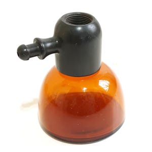 DeVilbiss Amber Glass Cupping Therapy Tool Black Rubber Top Spray Atomizer