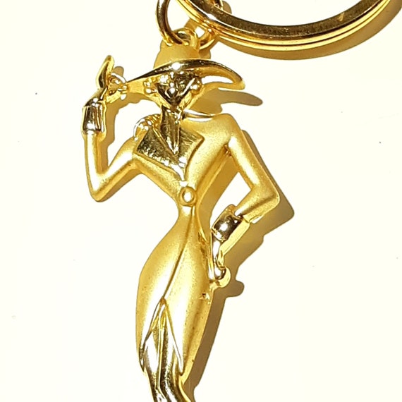 Vintage J C Signed Keychain Gold tone Fashionista - image 2