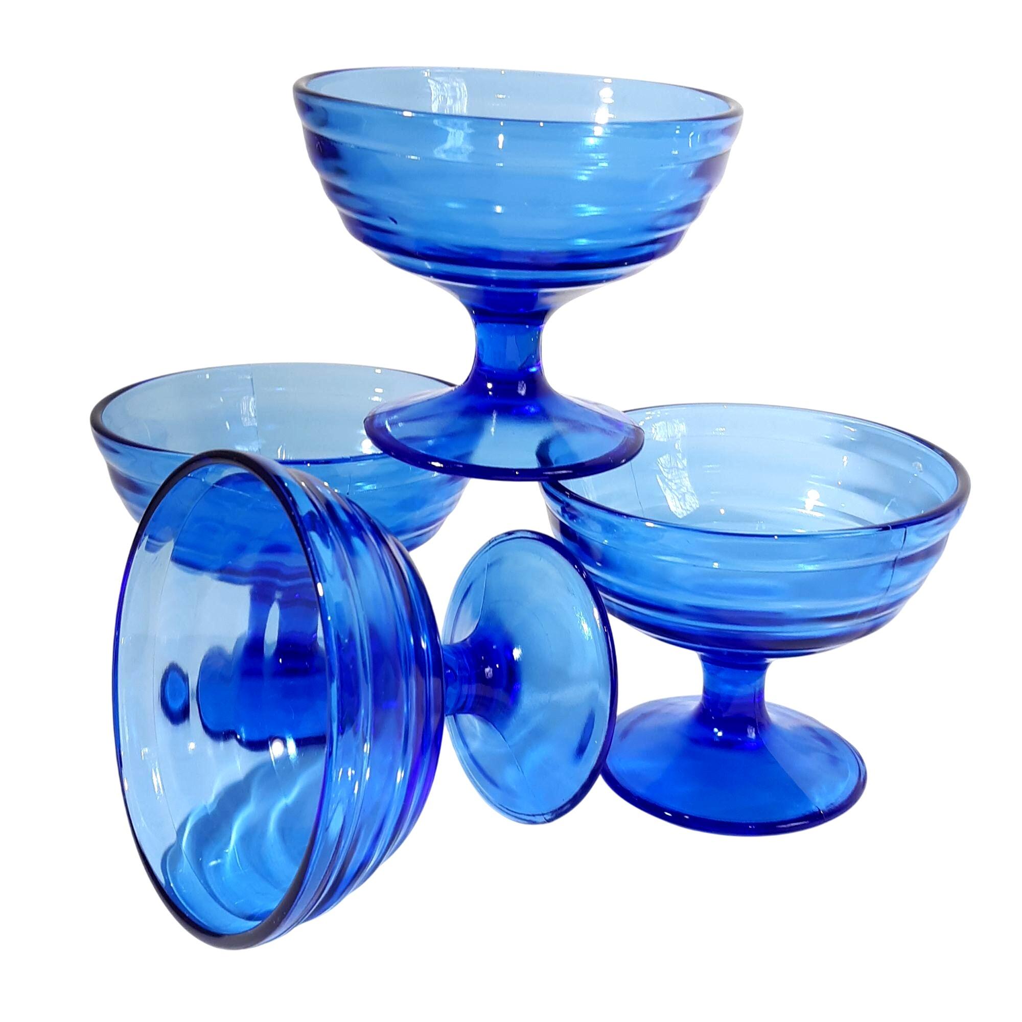 4 Moderntone Sherbet Cobalt Blue Hazel Atlas Depression Glass