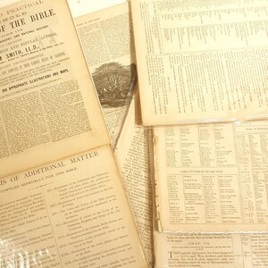 Vintage 1879 Bible Pages Paquetes de papel de 20 páginas para diario basura, álbumes de recortes, collages