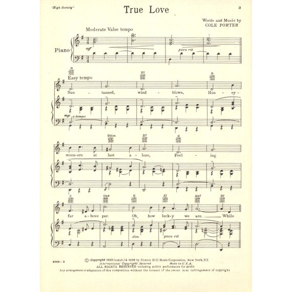 True Love Sheet Music (Piano)