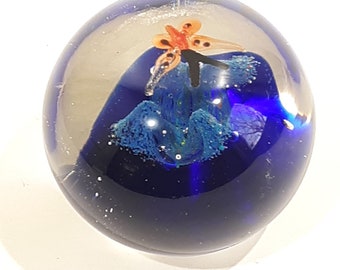 Art Glass Small Murano Style Blue Geode? Hand Blown Paperweight Home Décor