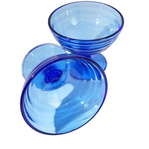 2 Moderntone Sherbets Cobalt Blue Hazel Atlas Depression Glass Transparent
