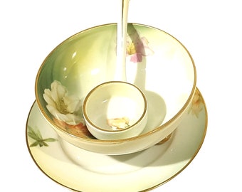 Hand Painted Small Bowl Underplate Spoon Mayonnaise Whip Cream