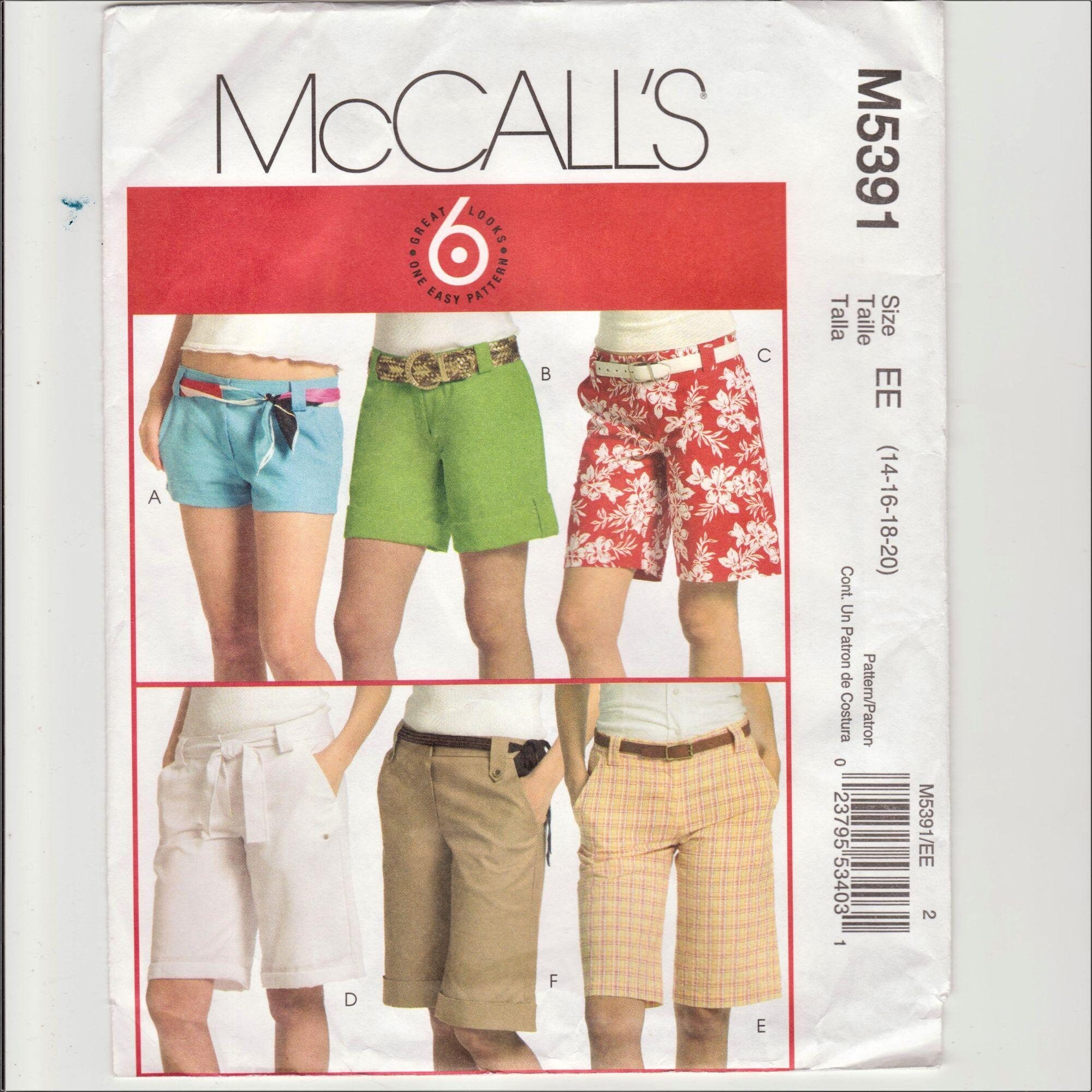 Mccalls M5391 Womens Shorts Size 14-20 