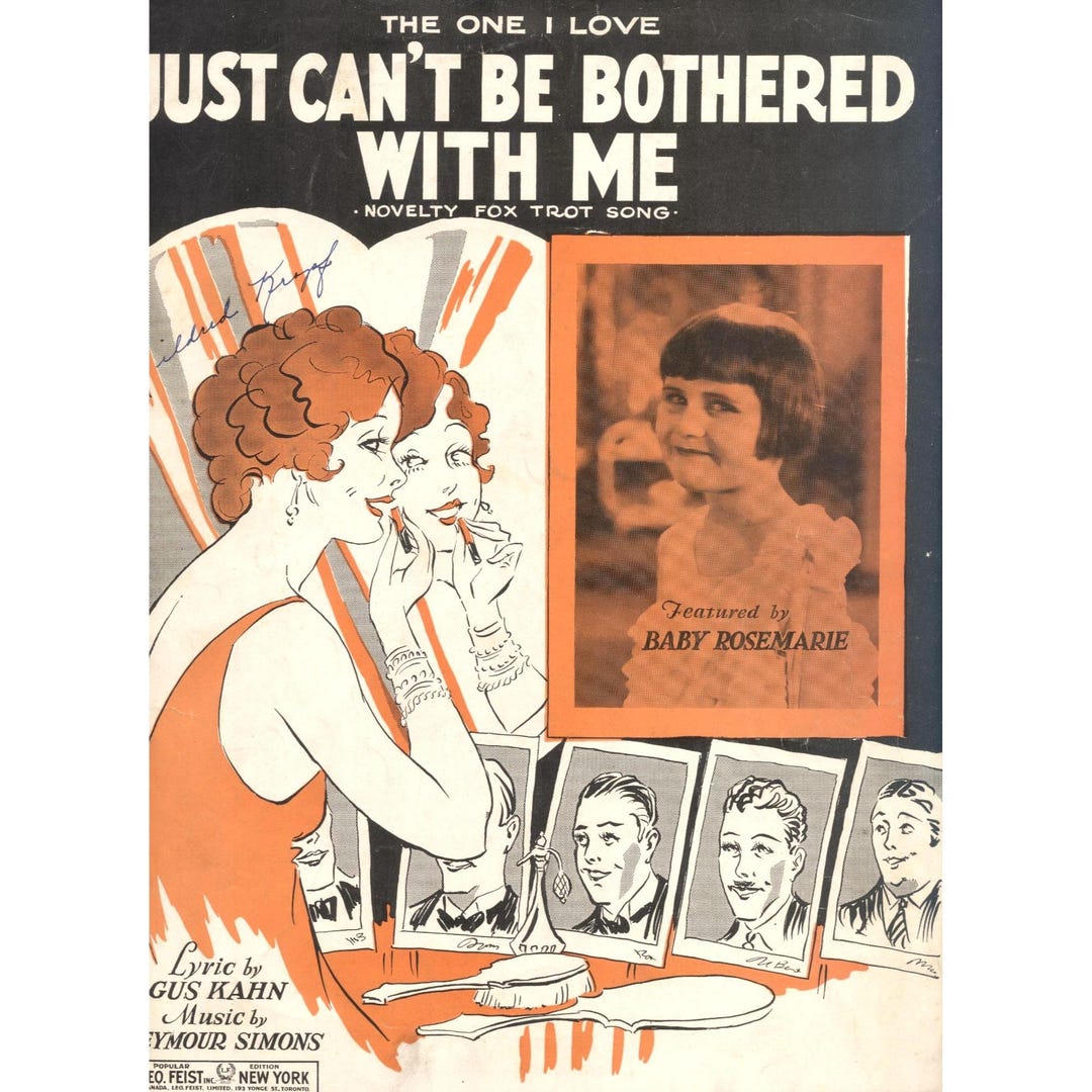 Just Can't Be Bothered With Me 1929 Sheet Music Piano Fox Trot Baby ...