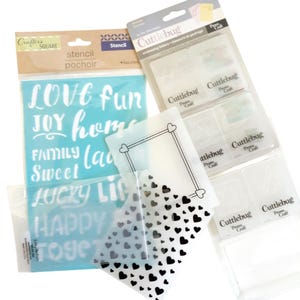 Crafters Square & Cuttlebug Craft Stencils Embossing Folders Set Love Heart Designs