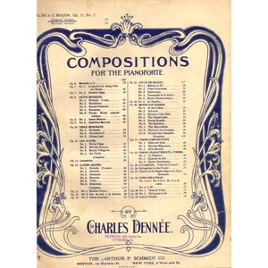 Compositions For The Pianoforte Vintage 1916 Sheet Music C Major