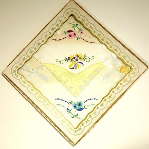3 Vintage bestickte florale Leinen Taschentücher Neuware