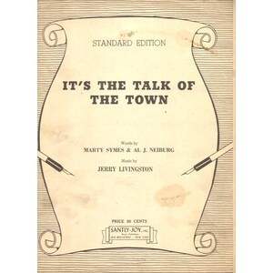 It&#39;s The Talk OF The Town Vintage Ragtime 1942 Sheet Music Piano Vocals