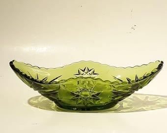 Green Banana Boat Candy Dish MC Anchor Hocking Vintage