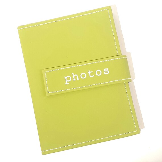 Pioneer Photo Album 36-Pocket 4 x 6 Embroidered "Photos" Strap Leatherette Cover Mini Green