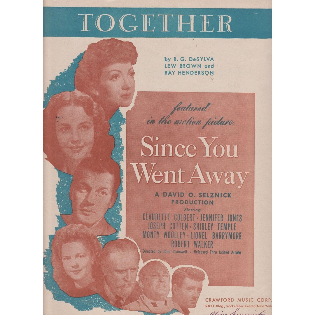 Together 1928 Vintage Sheet Music Since You Went Away B G Desylva Piano