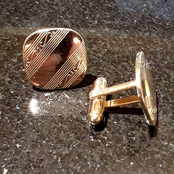 Boutons De Manchette Anciens Dorés Et Noirs ANSON 61417 - Occasion Bon État