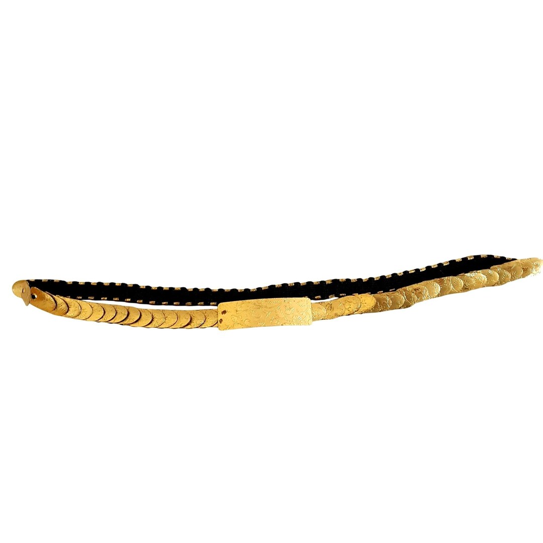 Vintage Gold-tone Stretch Fish Scale Belt With Black Elastic  display picture 2